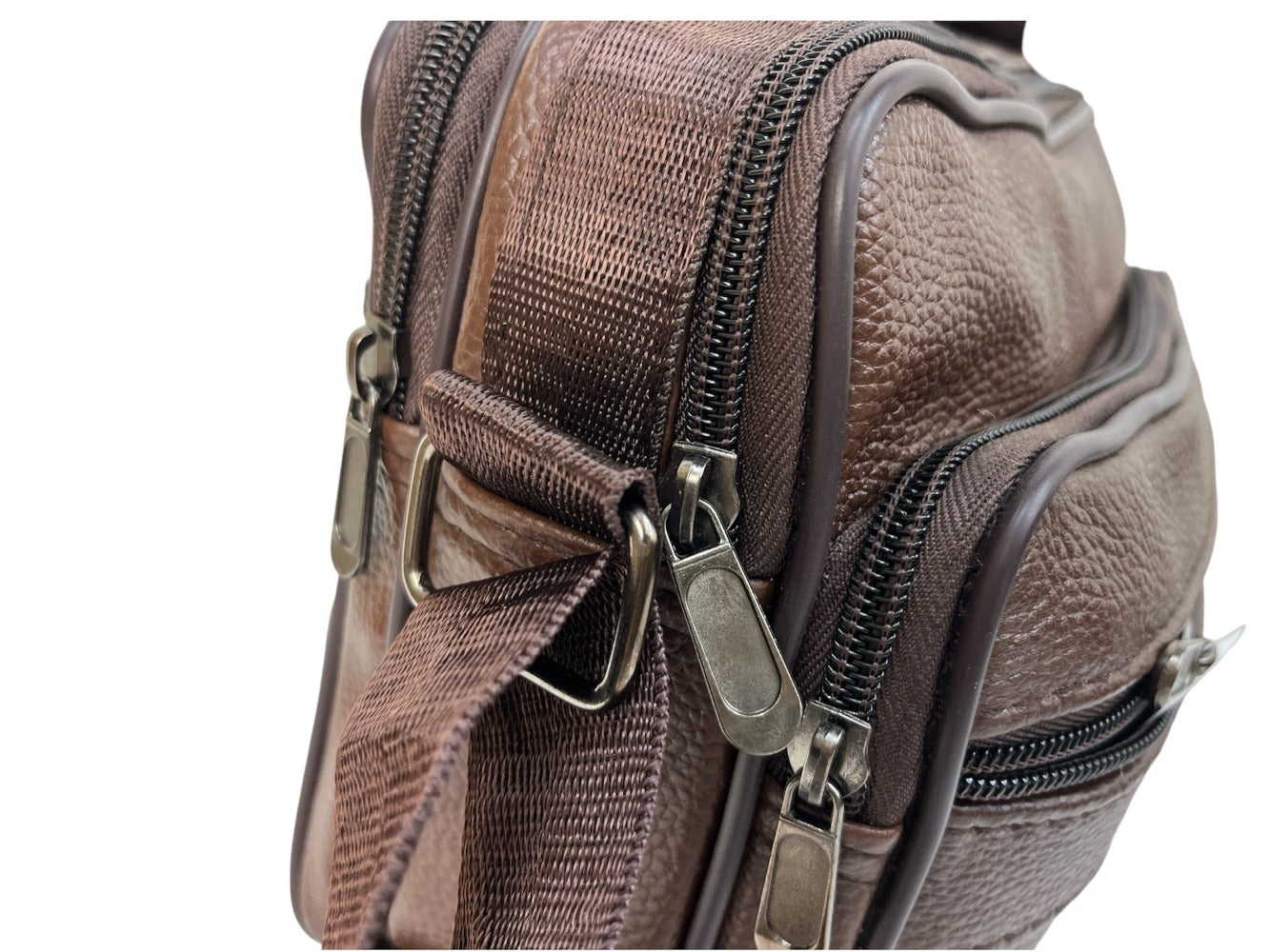 MEJORADA DL-71 Bolso de hombro de cuero genuino para hombre, bandolera horizontal de piel auténtica multibolsillo para hombre
