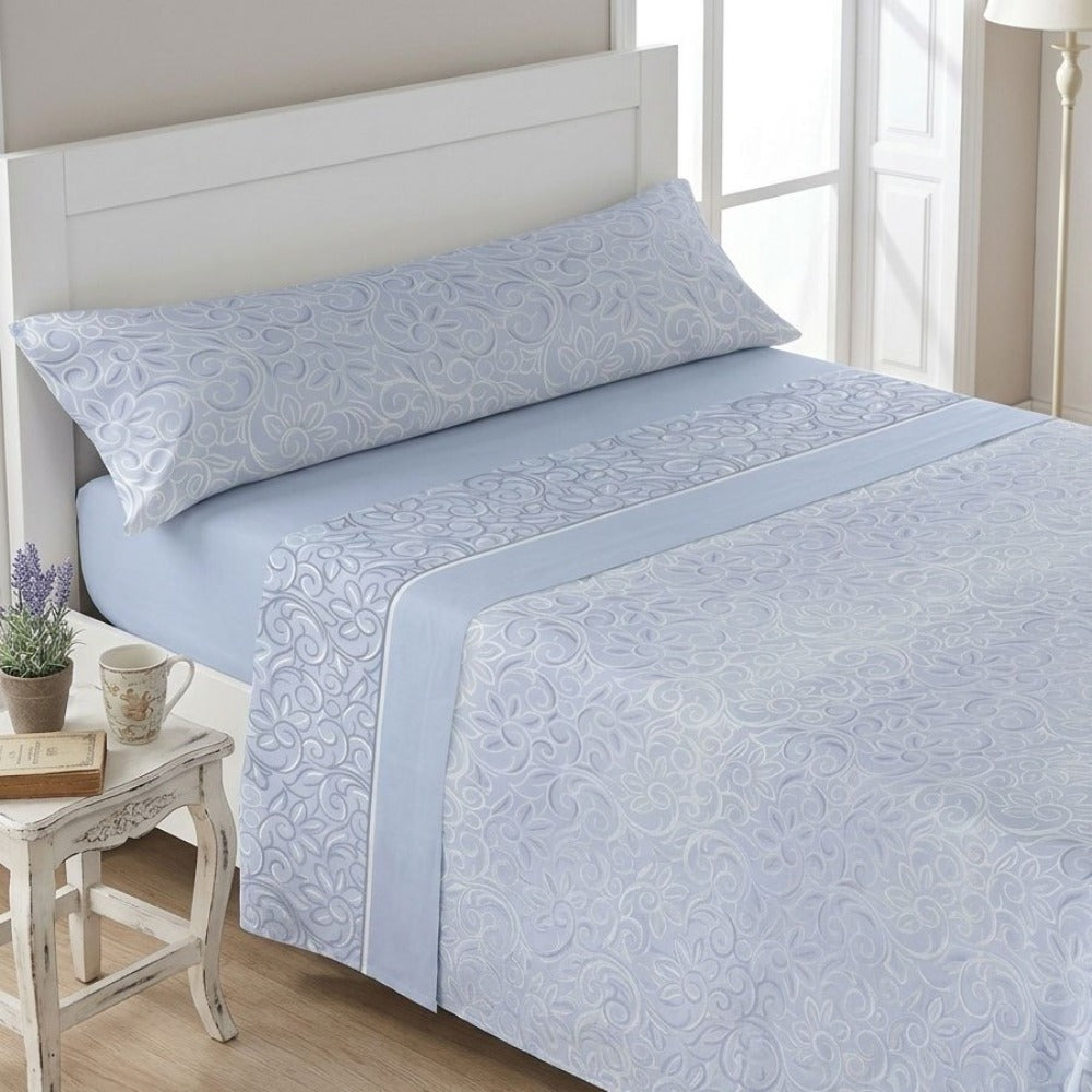 Juego de ropa de cama (Sábana ajustable, Cubrecama, Funda de almohada) | Juego de sábanas estampadas de 3 piezas | Primavera/Verano | Múltiples estilos | Tejido suave | 180cm - Múltiples tamaños disponibles