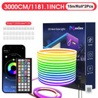 Tira de Luz LED RGB Neon de 30m/20m/15m/10m/5m con Sincronización Musical, Tira Flexible de 24V con Aplicación y Control Remoto, Tira de Luz Exterior IP"67", Ideal para Dormitorio, Habitación y Decoración Exterior