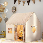 Tienda de Juegos para Niños con Ventana - Castillo de Princesas para Interior/Exterior, Beige y Blanco, Fácil de Montar, Casa de Juegos Ligera y Portátil para Niños Pequeños, Niños y Niñas, Decoraciones para Fiestas de Cumpleaños, Casa de Juegos de Roles