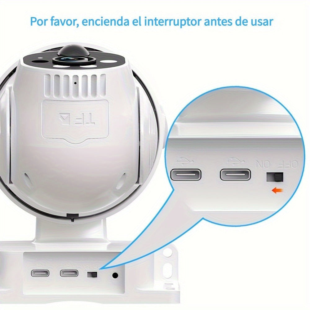 [Cámara de Seguridad Solar 4G LTE] Cámara de Vigilancia Inalámbrica Exterior con Energía Solar 1080P, Sistema de Cámara IP con Pan/Tilt, Alarma PIR, Detección de Humanoides, Visión Nocturna a Color, Audio Bidireccional, Tarjeta SIM Integrada (incluye 100M