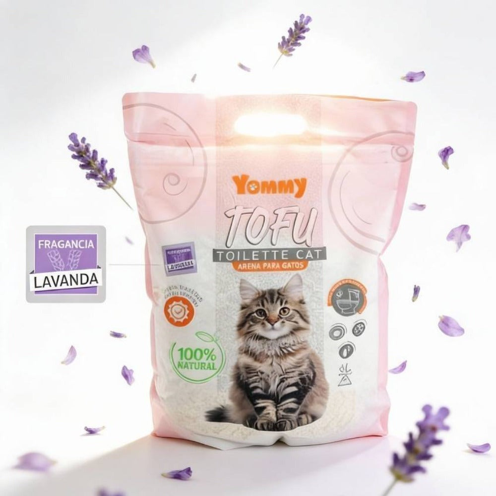 Arena para gatos de tofu, 6L, baja en polvo, sin polvo, fácil de aglomerar, desodorización de larga duración, súper absorbente, se puede tirar directamente al inodoro (original, sabor a manzana, lavanda, limón)