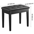 Banca de Piano con Almacenamiento, Asiento Acolchado y Estante de Madera para Libros VEVOR