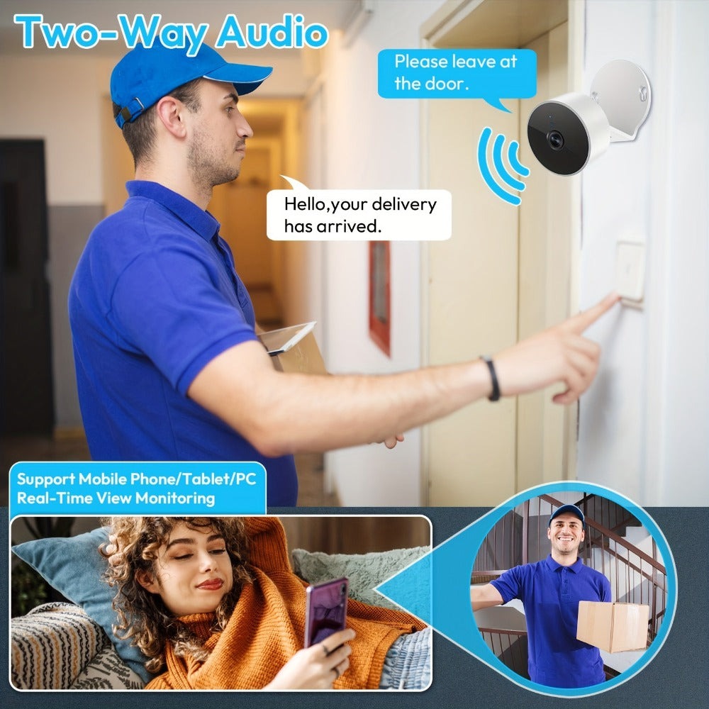 1pc Cámara de seguridad inalámbrica de 3MP para el hogar, sistema de vigilancia con edición nocturna, audio bidireccional y alertas de actividad para el monitoreo del hogar/bebé/mascota