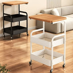 Carrito de rodillos multifuncional de tres niveles, estante de almacenamiento multifuncional de metal, estante para snacks, con rodillos portátiles, adecuado para cocina, hogar u oficina, carrito de rodillos para almacenamiento y organización de oficina,