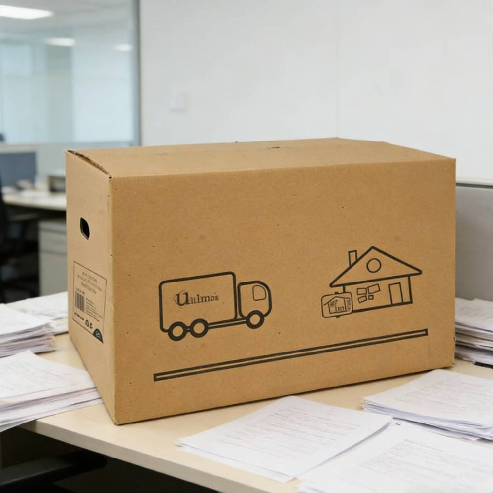 Cajas de cartón | Paquete de 10/Paquete de 5 | Adecuadas para mudanzas, almacenes y transporte | Con asas | Fáciles de manejar | Súper duraderas | 40×25×20CM, 50×29×30CM, 50×35×30CM | Paquete de 5 o 10