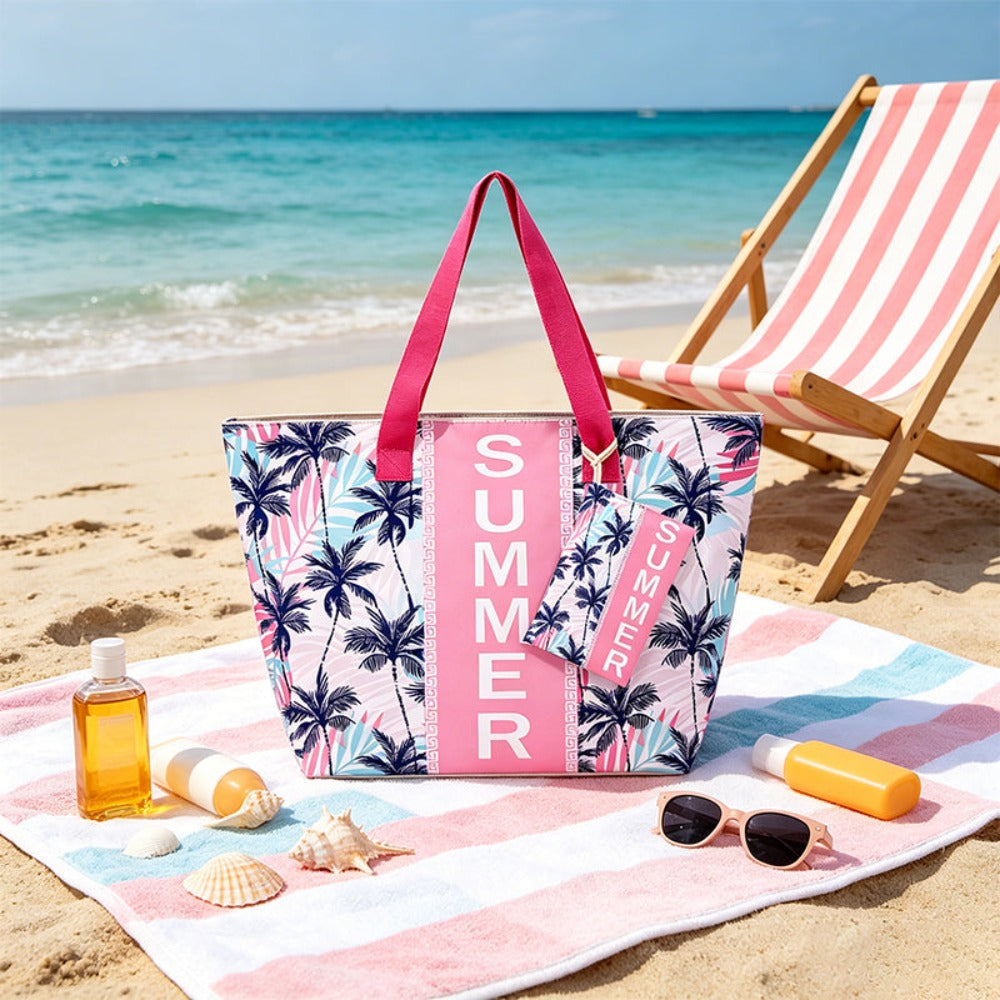 Bolso Tote de Playa con estampado veraniego, amplio y espacioso, bolso de gran capacidad para mujer, ideal para playa, piscina, viajes y uso diario