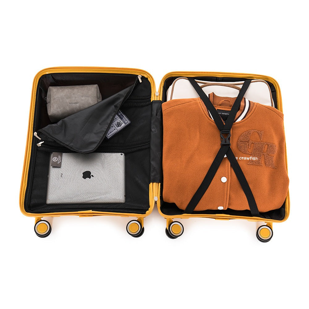 Maleta de cabina de 55x39x21.5cm (46L) de polipropileno - Candado incrustado - 20 pulgadas - RK06 Choco Azul Marino