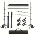 Soporte para Fondo Fotográfico, 2.6 X 3m, Soporte Ajustable con 4 Grapas y 1 Bolsa de Transporte, Incluye 2 Sacos de Arena, Ideal para Estudio Fotográfico, Retratos, Bodas y Eventos