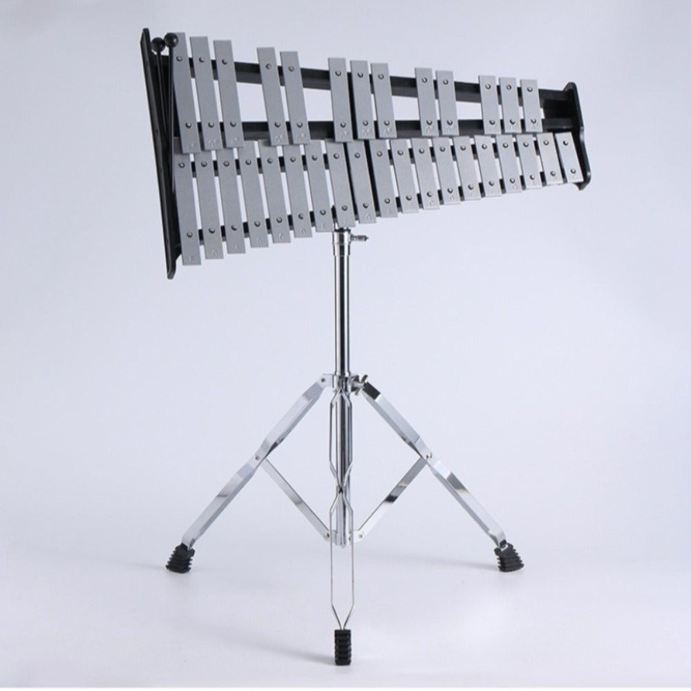 Xilófono de Glockenspiel de 32 notas con soporte ajustable, kit de instrumento de percusión profesional de aluminio con baquetas y estuche de transporte, ideal para principiantes, presentaciones de bandas