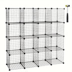 1pc Estante Moderno, Estante, Diseño de Cubo de Estante, Estantes de Alambre Ajustables Individualmente, 16 Compartimentos, Hecho de Alambre , Estante de Pie