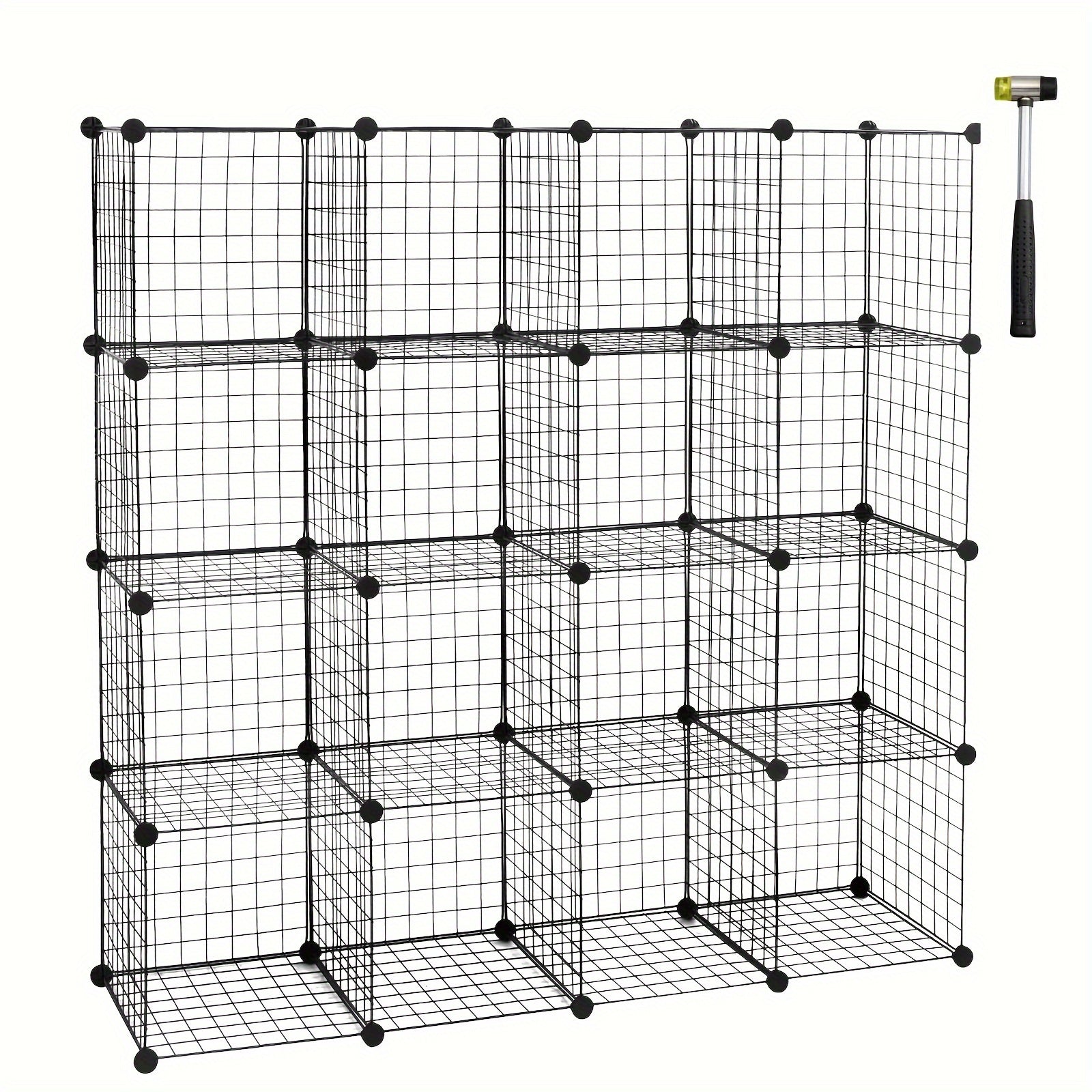 1pc Estante Moderno, Estante, Diseño de Cubo de Estante, Estantes de Alambre Ajustables Individualmente, 16 Compartimentos, Hecho de Alambre , Estante de Pie