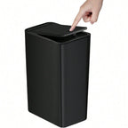 Bote de basura para baño con tapa, 10L / 15L de Capacidad - pequeño cubo de basura con tapa desplegable, Cubo Basura para Oficina, Habitacion, Cocina - Negro/Blanco/Gris