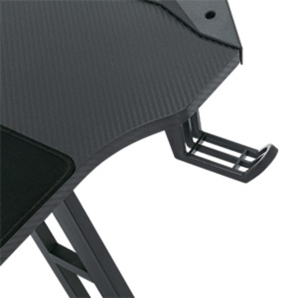 Mesa Gaming Mesa Gaming Escritorio Negro Tapa de Fibra de Carbono Mesa de Ordenador Gamer Mesa de PC Ergonómica con Agujero para Cables
