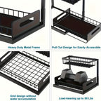 Organizador de Doble Capa para Debajo del Fregadero - Estante de Almacenamiento Extraíble de Plástico Resistente, Diseño Impermeable y Antioxidante que Ahorra Espacio, Adecuado para Cocina, Baño, Despensa, Lavandería - Fácil de Instalar