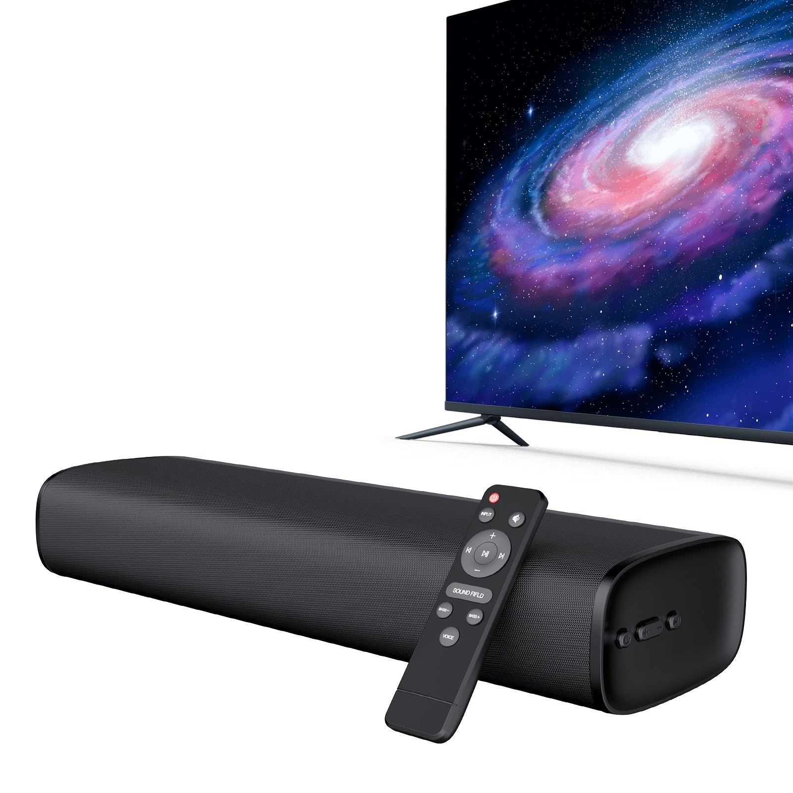 Barra de sonido con subwoofer, barra de sonido para Smart TV, minibarras de sonido con conexión ARC/óptica/AUX/inalámbrica, sistema de sonido envolvente para TV/PC/juegos/proyectores con control remoto por infrarrojos