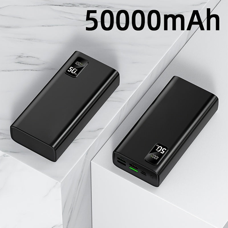 Batería Externa de Gran Capacidad 50000Mah, Pantalla LED de Carga, Carga Rápida Tipo-C, Interfaz USB/Micro, Power Bank de Carga Súper Rápida, Adecuada para Cargar Teléfonos Móviles de Todas las Marcas, Batería de Respaldo de Energía de Emergencia Removibl