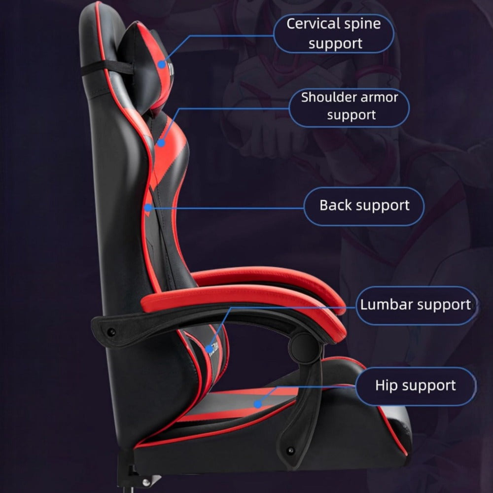 Silla Gaming para Escritorio, Oficina y Juegos Online Giratoria. Silla Cmoda de Altura Ajustable para Gaming ergonmica, de piel sintética. Silla racing de gaming videojuegos y de oficina. Es ergonmica y con diseño moderno (S001 7499 8499 )