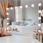 Espejo de Maquillaje con Iluminación LED: Tocador con 12 Bombillas, 3 Modos de Luz, Control Táctil, Espejo de Maquillaje con Aumento y Luz para Maquillaje (ESP001)