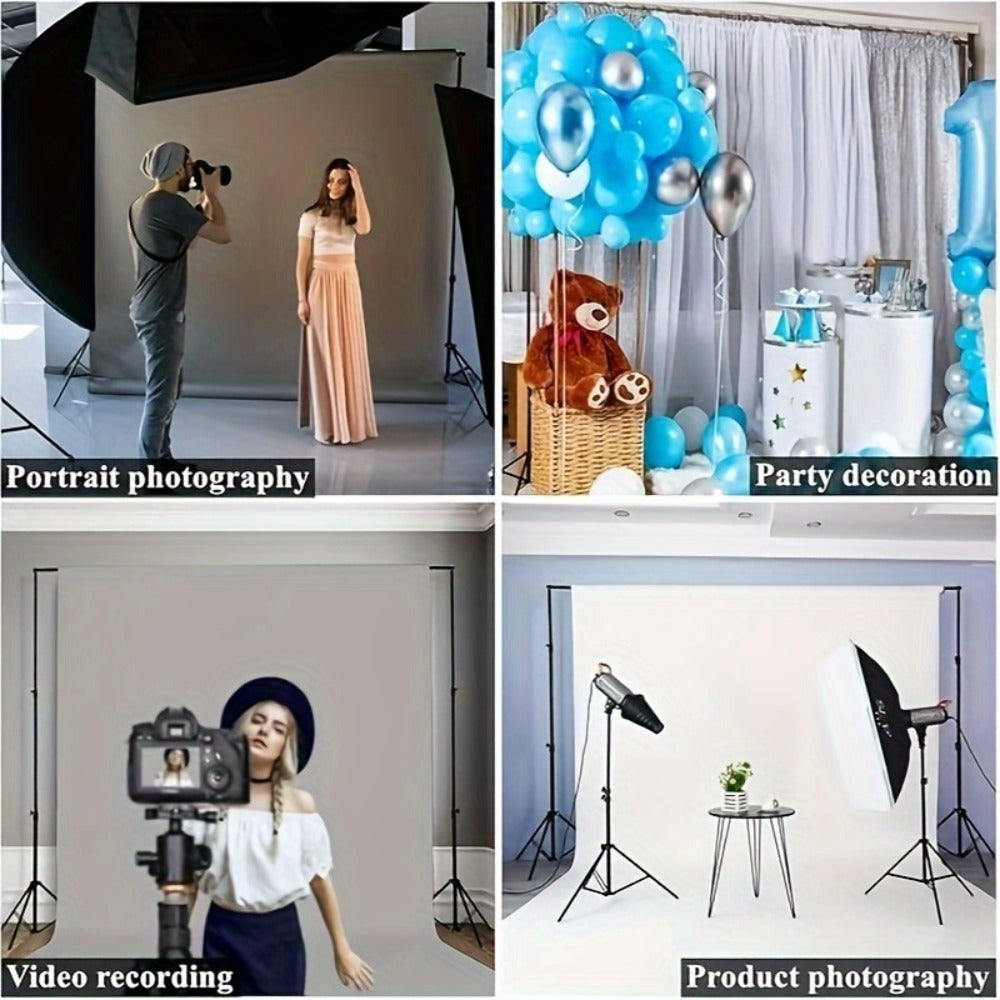Soporte para Fondo Fotográfico, 2.6 X 3m, Soporte Ajustable con 4 Grapas y 1 Bolsa de Transporte, Incluye 2 Sacos de Arena, Ideal para Estudio Fotográfico, Retratos, Bodas y Eventos