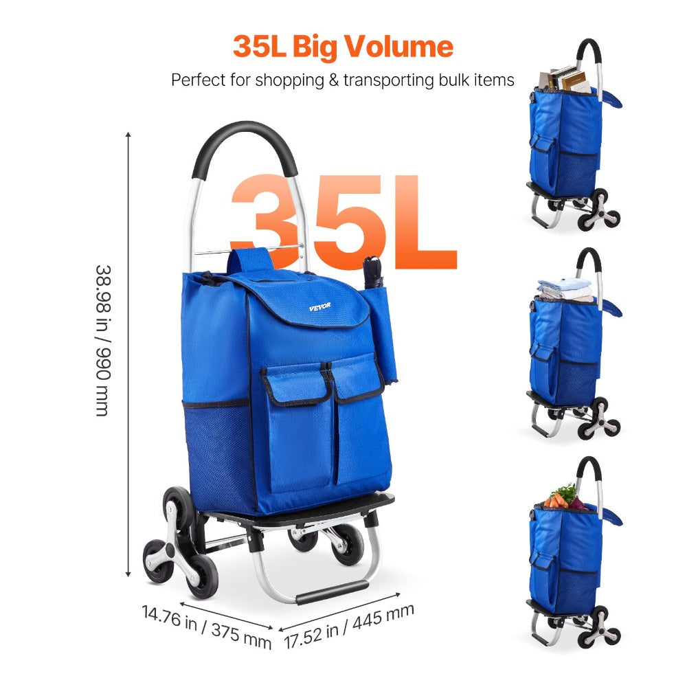 Carrito de Escaleras Plegable VEVOR con 6 Ruedas y Bolsa de Almacenamiento de 36L