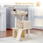 Árbol para Gatos Deluxe Pawz Road con Poste Rascador de Cuerda de Sisal - Condominio Multinivel de Peluche y Casa de Juegos, Muebles Duraderos para Gatos Pequeños a Medianos, Incluye Bolas Colgantes y de Pie, Muebles para Gatos