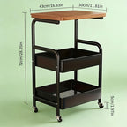 Carrito de almacenamiento para organización móvil en cocina y baño | Madera y con Ruedas