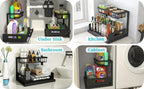 Organizador para debajo del fregadero, estante de almacenamiento para debajo del fregadero, estante organizador extraíble, estante de almacenamiento multifuncional de doble capa para artículos diversos, estante de almacenamiento deslizante de gran capacid