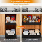 Organizador de Gabinete Extensible con Película Adhesiva, Ancho Ajustable 31cm a 52cm, Cajón Metálico Duradero para Cocina, Despensa y Baño, Mecanismo de Deslizamiento Suave, Fácil Instalación, Oferta Especial Devesanter HOT 2025 - Blanco y