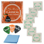 Cuerdas de Guitarra Española de Nailon Premium + 3 Púas Regalo + Toallita de microfibra Regalo | Cuerdas para guitarra clásica, española, flamenca