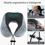 Una Almohada Cervical Ergonómica en Forma de U con Bolsa de Almacenamiento, Espuma de Memoria con Tecnología de Rebote Lento, Funda Lavable a Máquina, Ligera y Portátil para Avión, Oficina y Hogar, Apoya Cuello y Cabeza, Ideal para Siestas, Lectura y Ver