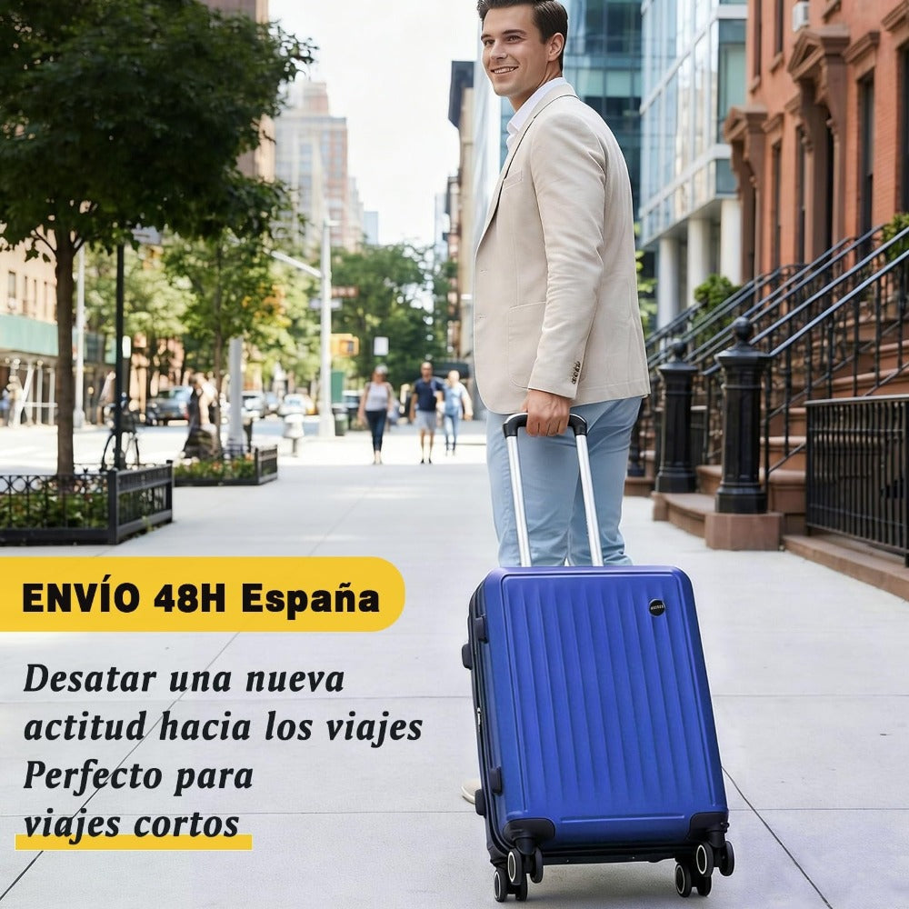 Maleta De Cabina Exclusiva Para Vuelos Europeos, Ideal Para Vacaciones De Verano Y Viajes A La Playa. Dimensiones Precisas De 55×40×20 Cm, Diseño Rígido Resistente Con 4 Ruedas Giratorias 360°, Tirador Telescópico Suave Y Cerradura De Seguridad. Ligera Y