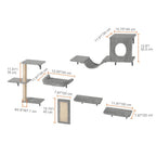 VEVOR Estanterías para gatos montadas en la pared con tableros de salto hamaca sofá conjunto de 6