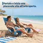 Silla de Playa Elevada, Sillas de Playa Plegables Portátiles, Ligera con Portavasos, Bolsillo de Almacenamiento y Bolsa de Transporte, Perfil para Camping, Playa, Viajes