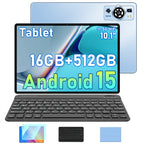 Tablet | Tablet de 10.1 pulgadas con teclado, Android 15, 16GB RAM (8GB+8GB de expansión), 512GB ROM, Expandible a 1TB, Wifi/Lte, 6000Mah, con
