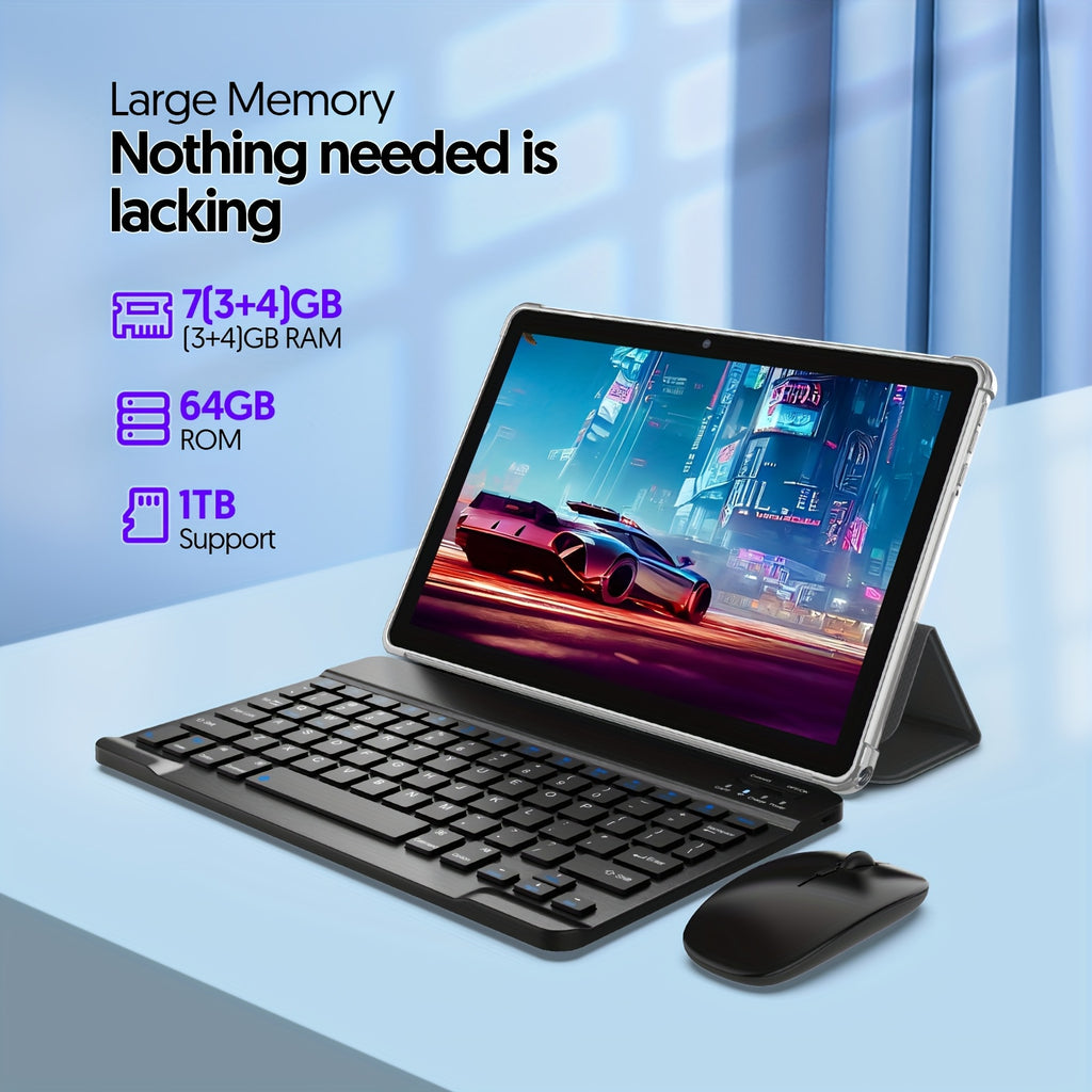 Tabletas Android | Tablet de 10 pulgadas, Tablet Android, Tablet 2 en 1 con Teclado, Funda, Lápiz Óptico, 64GB ROM, 3GB RAM Expansión de 1TB