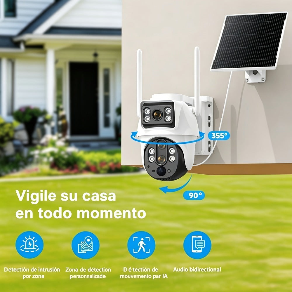 Cámara de Seguridad Exterior XIAOVV: Ofrece Versiones WiFi 2.4G o 4G LTE; Cámara PTZ con Zoom de 10x | Carga Solar | Rotación Horizontal de 355° y Rotación Vertical de 90° | Detección de Movimiento con IA, Área de Detección, Audio Bidireccional, Almacenam