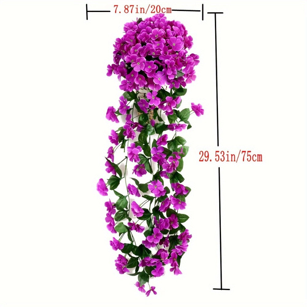 2 piezas de flores colgantes, flores colgantes de simulación artificial en 10 colores con flores exuberantes, resistentes a los rayos UV, plantas artificiales realistas, adecuadas para la decoración de jardines, oficinas y hogares al aire libre, ideales p