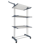 Tendedero Ropa Plegable Vertical XXL Nyana Home Ruedas Pivotantes 360º Multifuncional 4 Niveles y Alas Plegables Hasta 20 Metros de Secado Secadora de Ropa Tendedero de Ropa Tendal Exteriores Interiores Alas Laterales Plegables