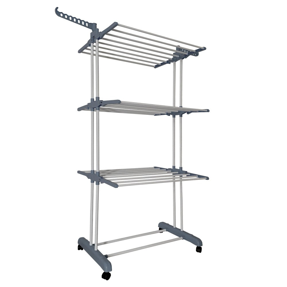 Tendedero Ropa Plegable Vertical XXL Nyana Home Ruedas Pivotantes 360º Multifuncional 4 Niveles y Alas Plegables Hasta 20 Metros de Secado Secadora de Ropa Tendedero de Ropa Tendal Exteriores Interiores Alas Laterales Plegables