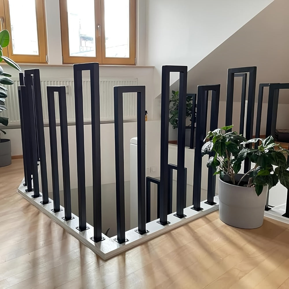 Barandilla de escalera | Barandilla en Forma de U para Escaleras, Negra - Antideslizante, Acero con Recubrimiento en Polvo para Uso