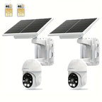 Cámara de seguridad 4G 4MP con energía solar [Sin conexión Wifi] con batería grande de 10000Mah, PTZ de 360°, visión nocturna a color, detección humanoid de IA, alarma de luz y sonido, audio bidireccional, almacenamiento en la nube/local, adecuada para pa
