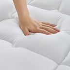 Topper de colchón de calidad hotelera, patrón acolchado único, suave y cómodo, apto para todas las estaciones, relleno de fibra rica de 800 GSM, lavable a máquina, práctico para guardar.