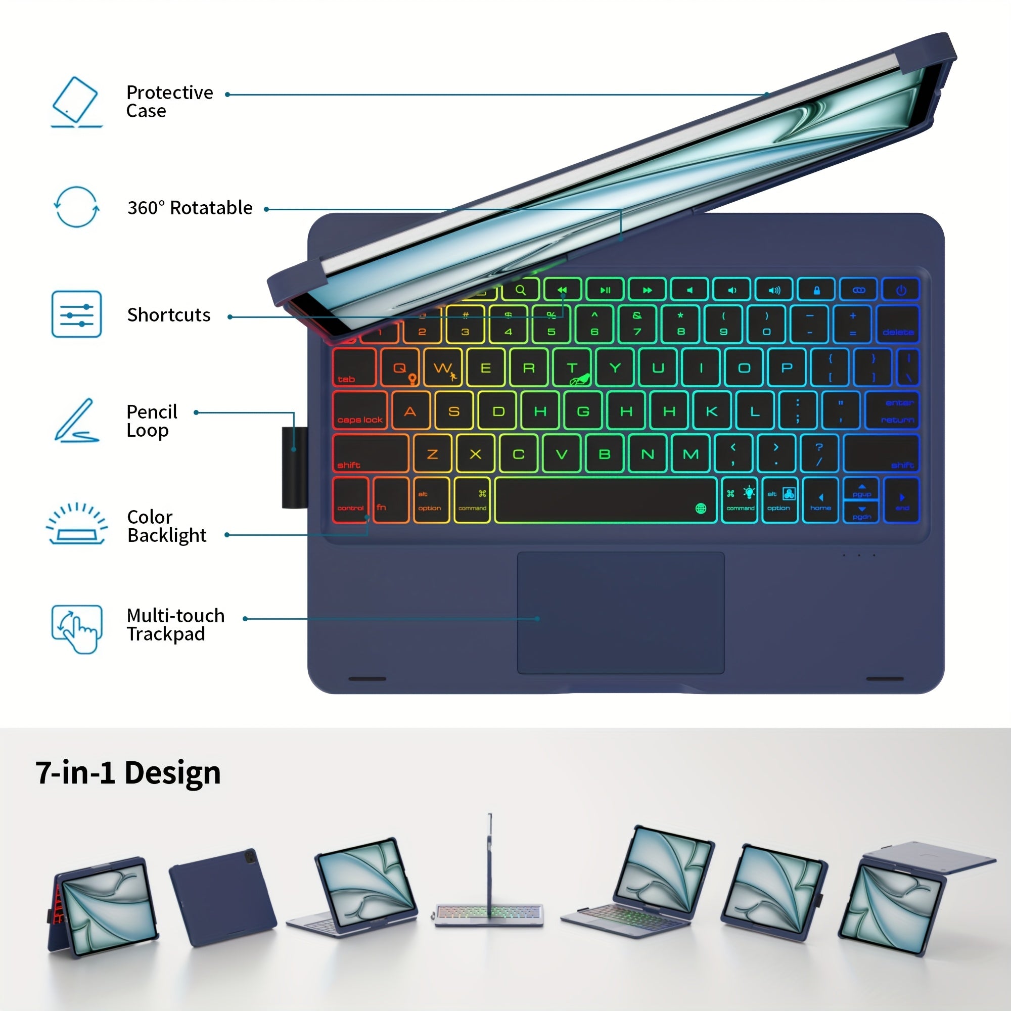 Funda giratoria con teclado para iPad | Trabajo, estudio y protección