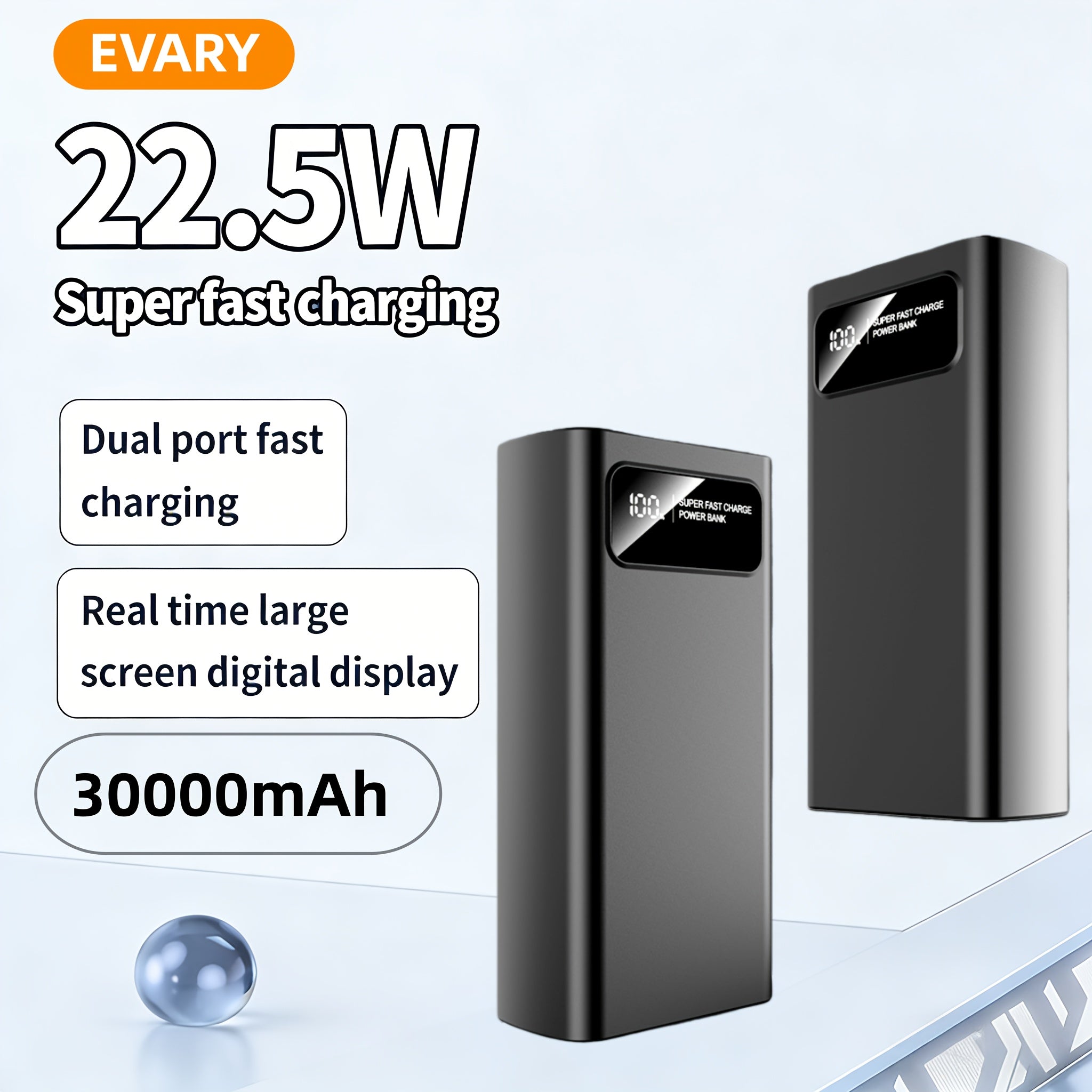 Power bank para carga durante viajes y uso diario | 30000 mAh y 22.5 W