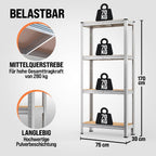 MONZANA® Estantería Robusta 2x 170x75x30cm 560kg 4 Estantes de MDF Almacenamiento Rack Sótano Tablero Perforado Taller