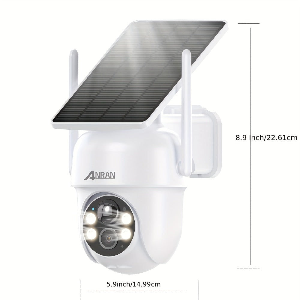 ANRAN Cámara de exterior inalámbrica de 3MP con batería de respaldo, visión nocturna a color, detección humana y audio bidireccional, alarma de sirena, adecuada para vigilancia empresarial, almacenamiento en la nube/SD, compatible con Alexa