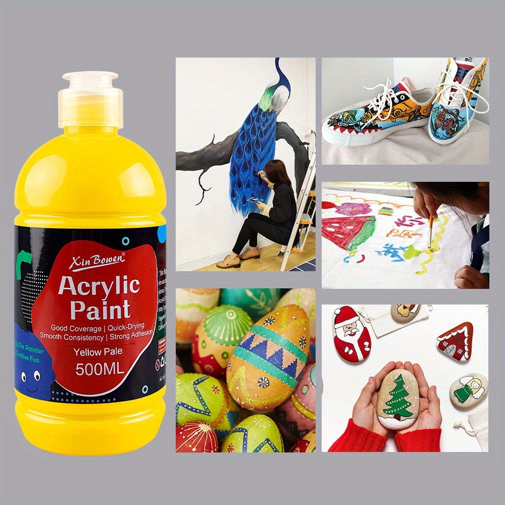 Pintura acrílica prémium de 14 colores en botellas de 500 ml, consistencia espesa y cobertura opaca para trabajo de estudio, bocetos al aire libre, pintura sobre lienzo, murales de pared y manualidades (artistas, estudiantes, aficionados)