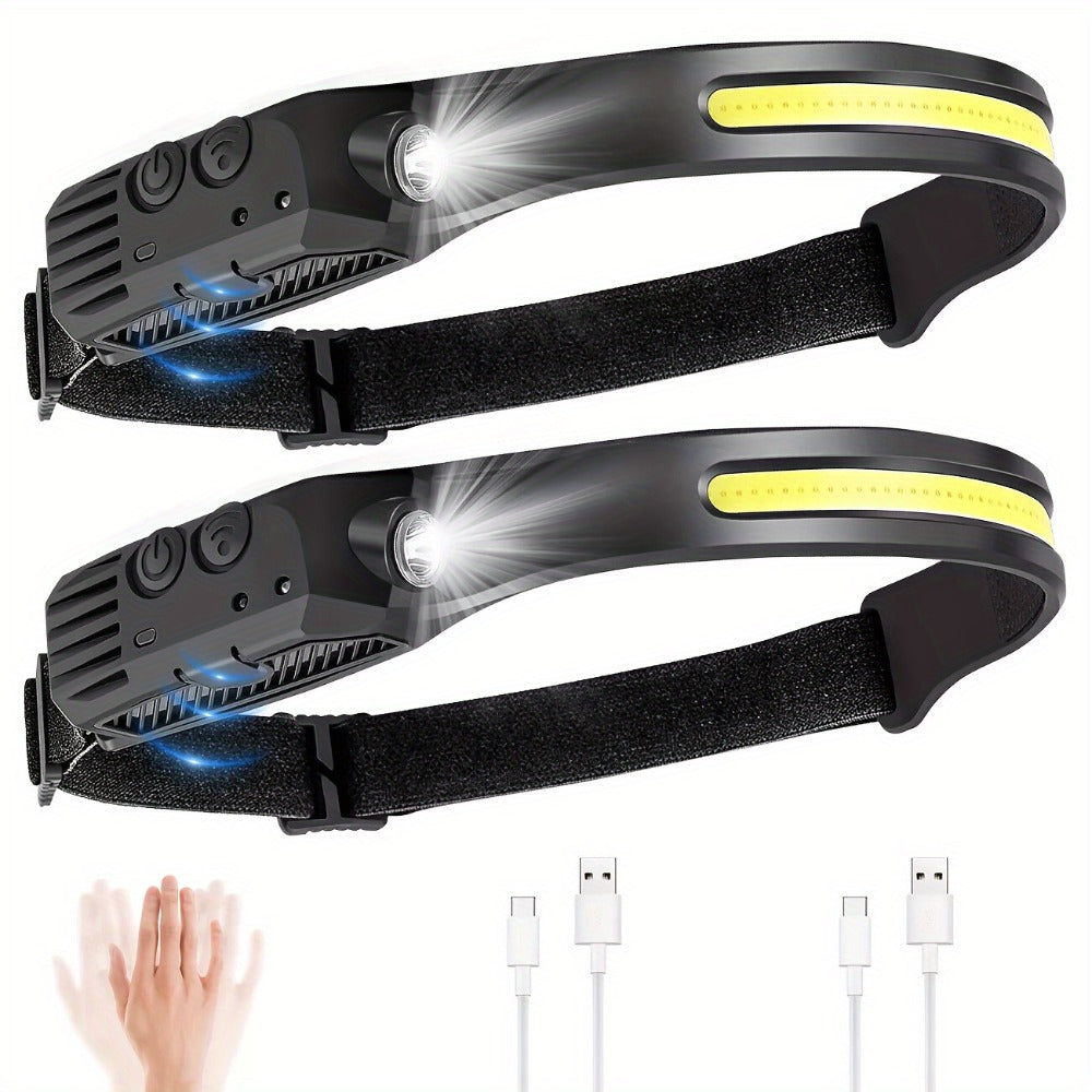 Linterna frontal LED recargable 4pcs | Para camping, senderismo y reparación
