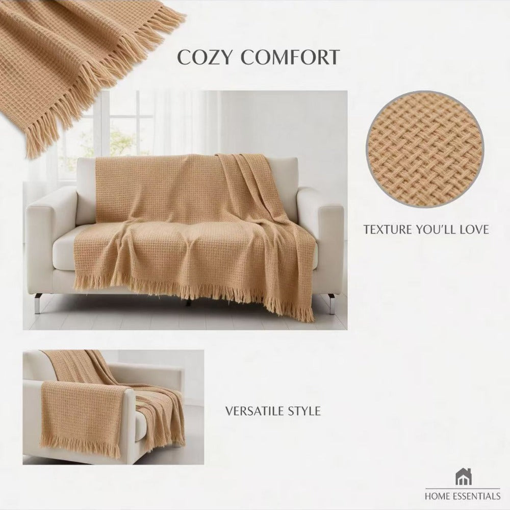 Colcha Multiusos de Algodón para Sofá y Cama, Manta Multiusos Four Seasons con Flecos, Cubresofá Elástico y Transpirable, Protector de Sofá Cubrecama Moderno